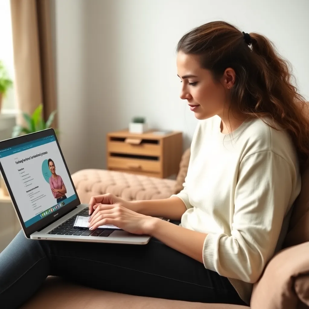 Student die een budgetteringscursus volgt op laptop en notities maakt