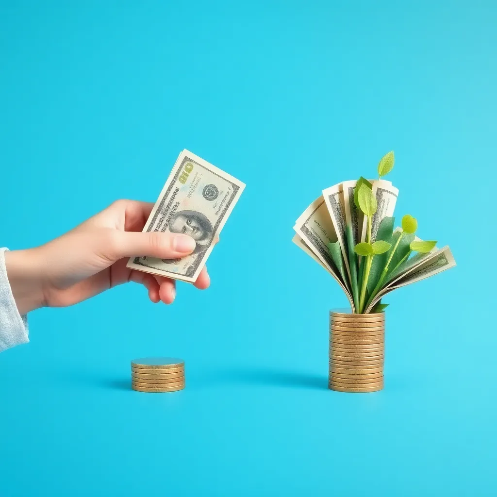 Persoon die geld bespaart door slimme keuzes