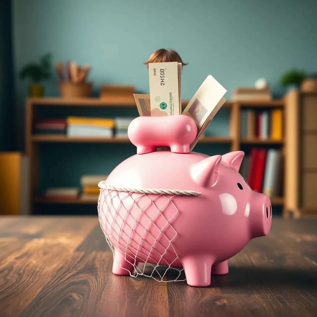 Persoon die geld spaart voor een noodfonds